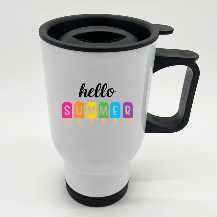 Hello Summer Popsicle Colorful Front & Back Stainless Steel Travel Mug