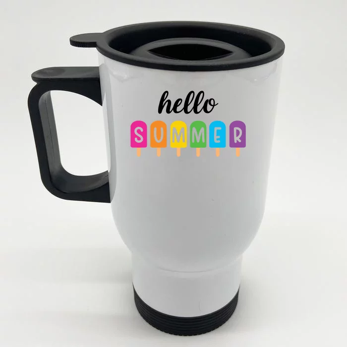 Hello Summer Popsicle Colorful Front & Back Stainless Steel Travel Mug