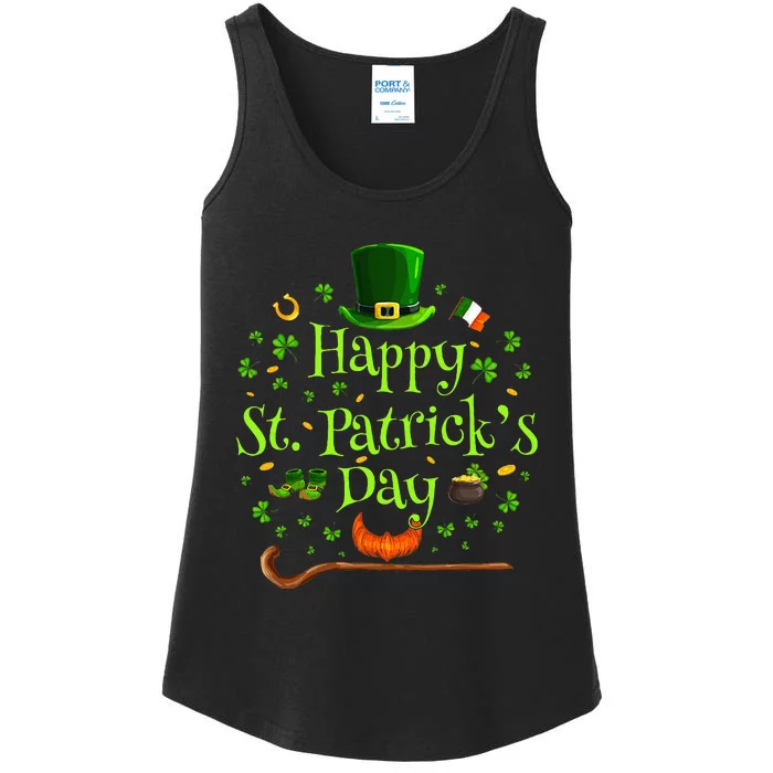 Happy St Patrick's Day Green Shamrock Irish Saint Patrick’s Ladies Essential Tank