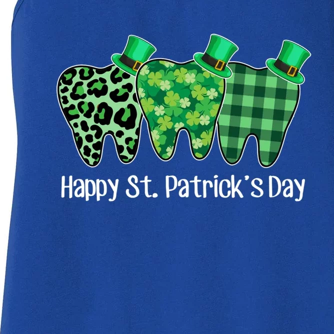 Happy St Patrick's Day Three Tooth Leprechaun Hat Dentist Gift Women's Racerback Tank