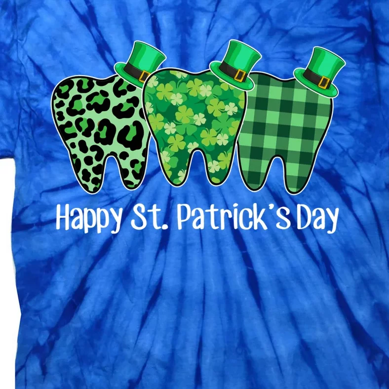 Happy St Patrick's Day Three Tooth Leprechaun Hat Dentist Gift Tie-Dye T-Shirt