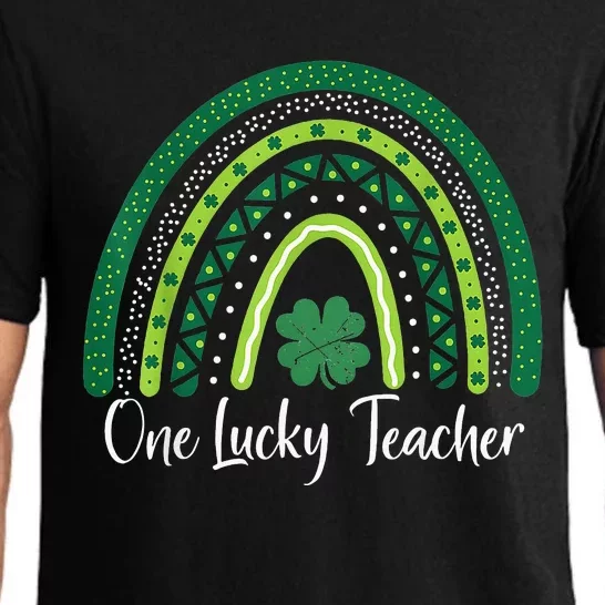 Happy St Patricks Day Cute One Lucky Teacher Rainbow Outfit Pajama Set