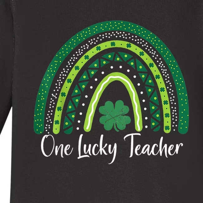 Happy St Patricks Day Cute One Lucky Teacher Rainbow Outfit Baby Long Sleeve Bodysuit