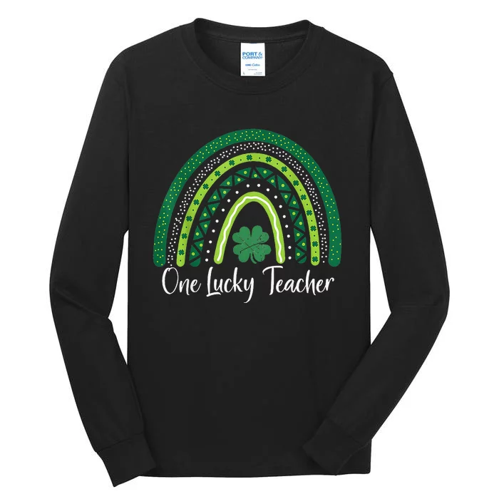 Happy St Patricks Day Cute One Lucky Teacher Rainbow Outfit Tall Long Sleeve T-Shirt