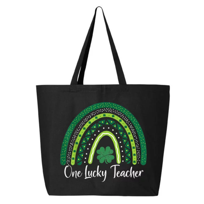 Happy St Patricks Day Cute One Lucky Teacher Rainbow Outfit 25L Jumbo Tote