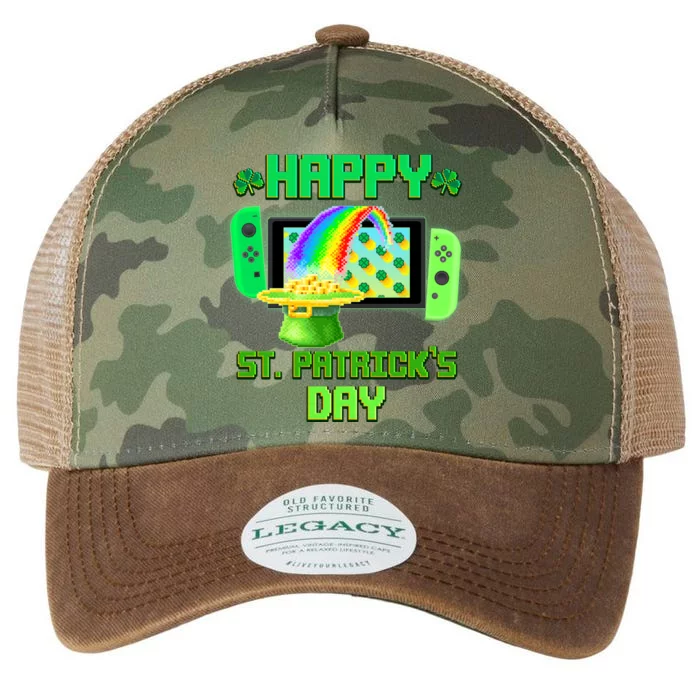 Happy St Patricks Day Retro Pixel Video Game Legacy Tie Dye Trucker Hat