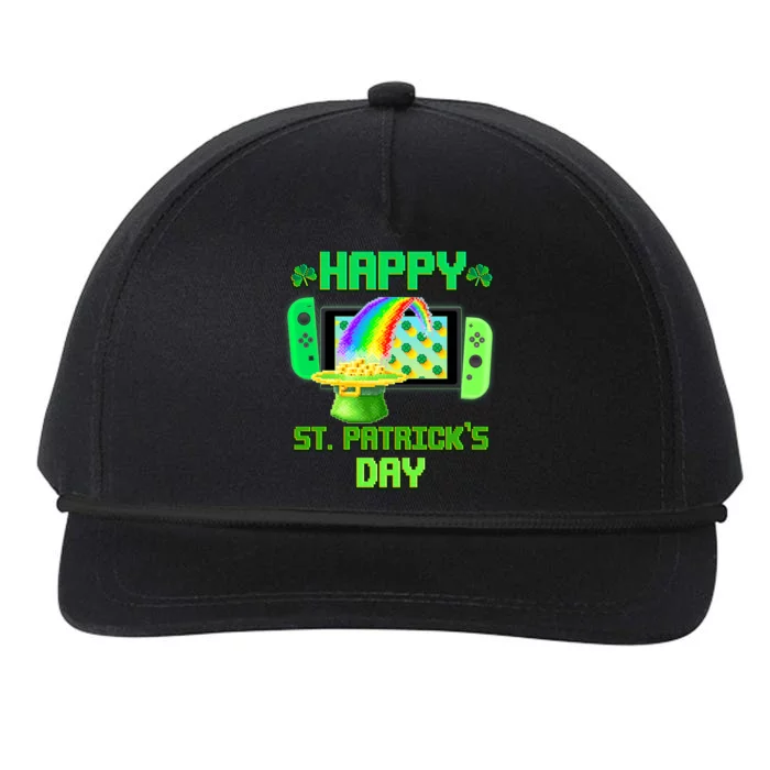 Happy St Patricks Day Retro Pixel Video Game Snapback Five-Panel Rope Hat