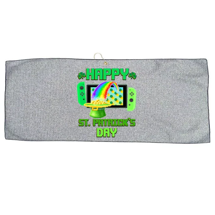 Happy St Patricks Day Retro Pixel Video Game Large Microfiber Waffle Golf Towel