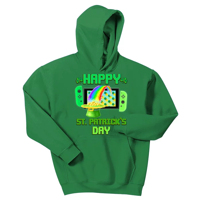 Happy St Patricks Day Retro Pixel Video Game Kids Hoodie