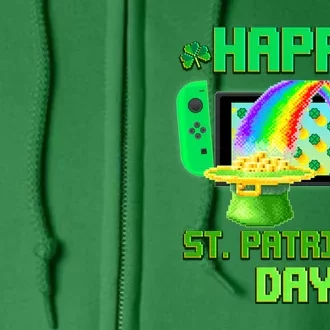 Happy St Patricks Day Retro Pixel Video Game Full Zip Hoodie