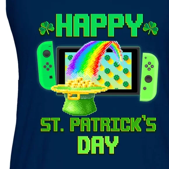 Happy St Patricks Day Retro Pixel Video Game Ladies Essential Flowy Tank