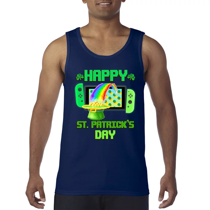 Happy St Patricks Day Retro Pixel Video Game Tank Top