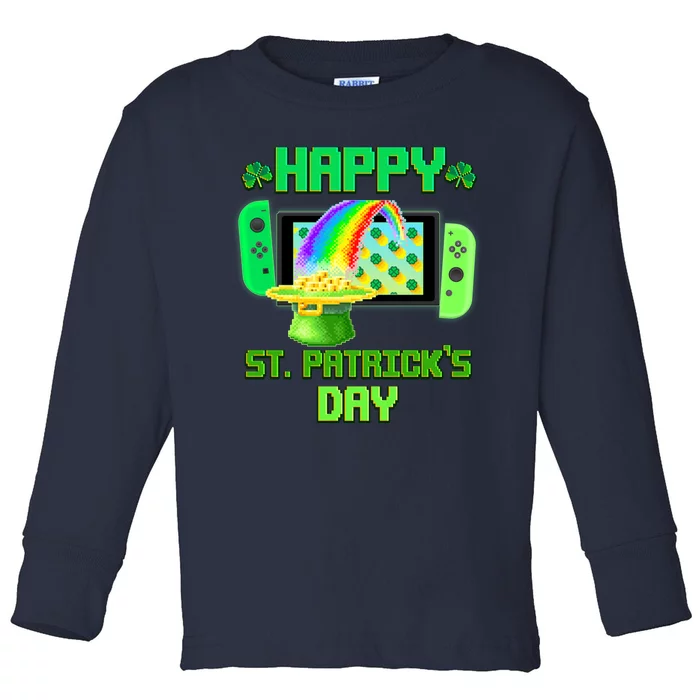 Happy St Patricks Day Retro Pixel Video Game Toddler Long Sleeve Shirt