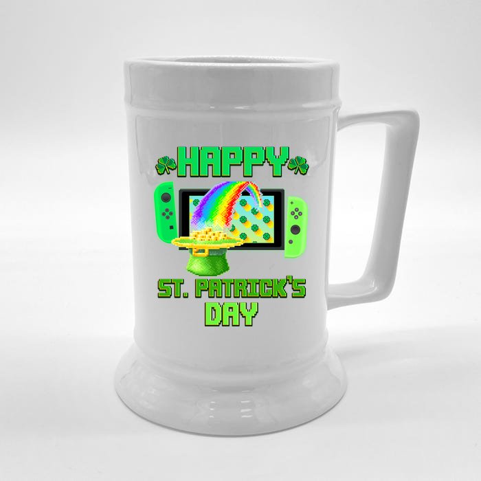 Happy St Patricks Day Retro Pixel Video Game Front & Back Beer Stein