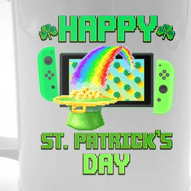 Happy St Patricks Day Retro Pixel Video Game Front & Back Beer Stein