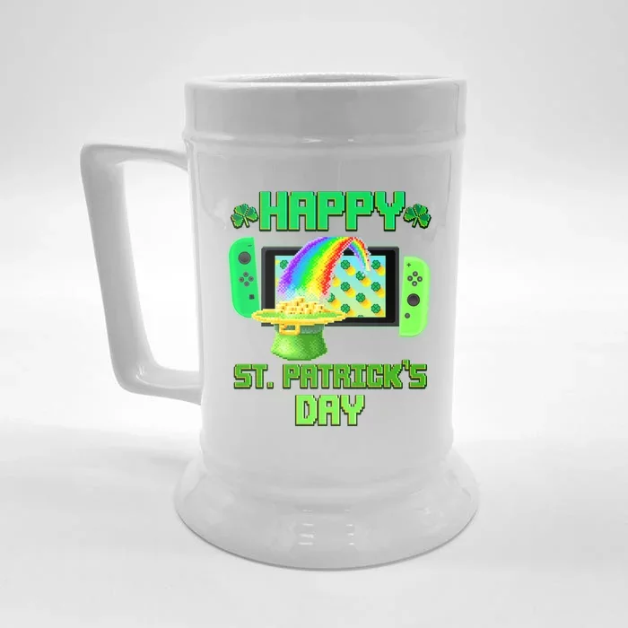 Happy St Patricks Day Retro Pixel Video Game Front & Back Beer Stein