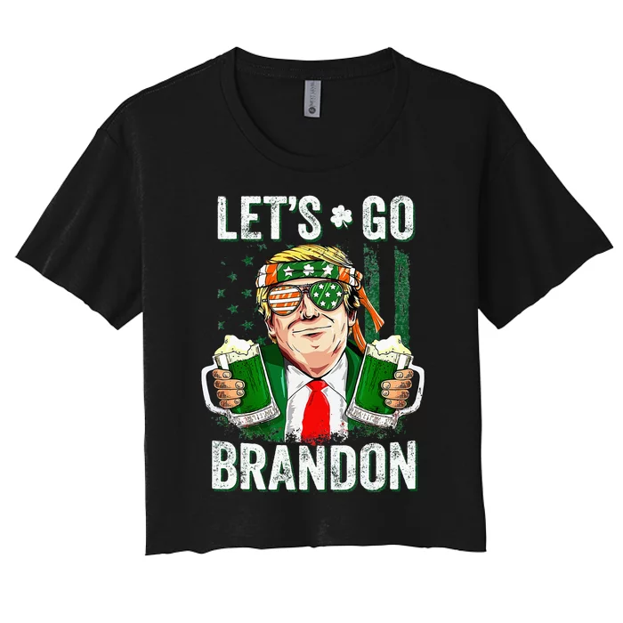 Happy St Patricks day Let's Go Beer Brandon Trump Leprechaun Women's Crop Top Tee