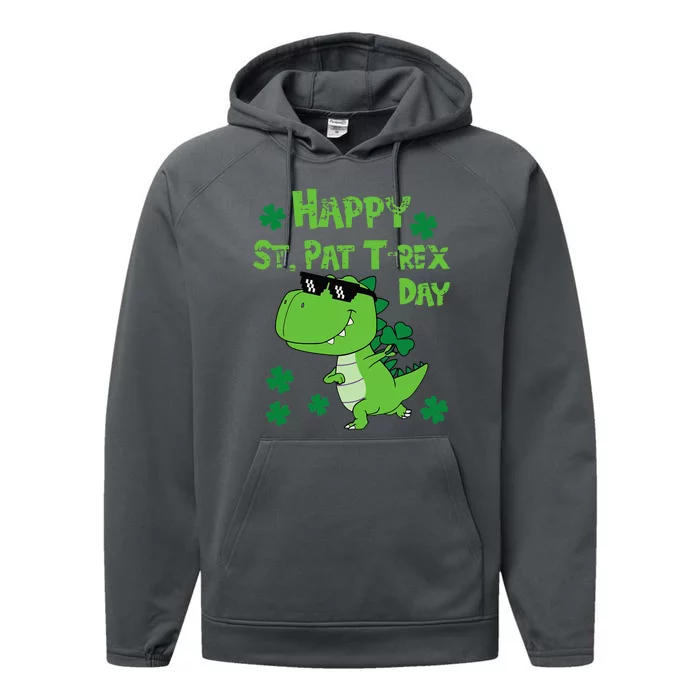 Happy St Pat Rex Dinosaur Saint Patrick'S Day Performance Fleece Hoodie