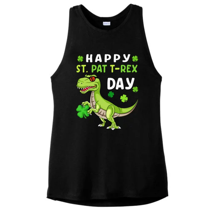 Happy St Patricks Day Dinosaur Trex Lucky Ladies Tri-Blend Wicking Tank