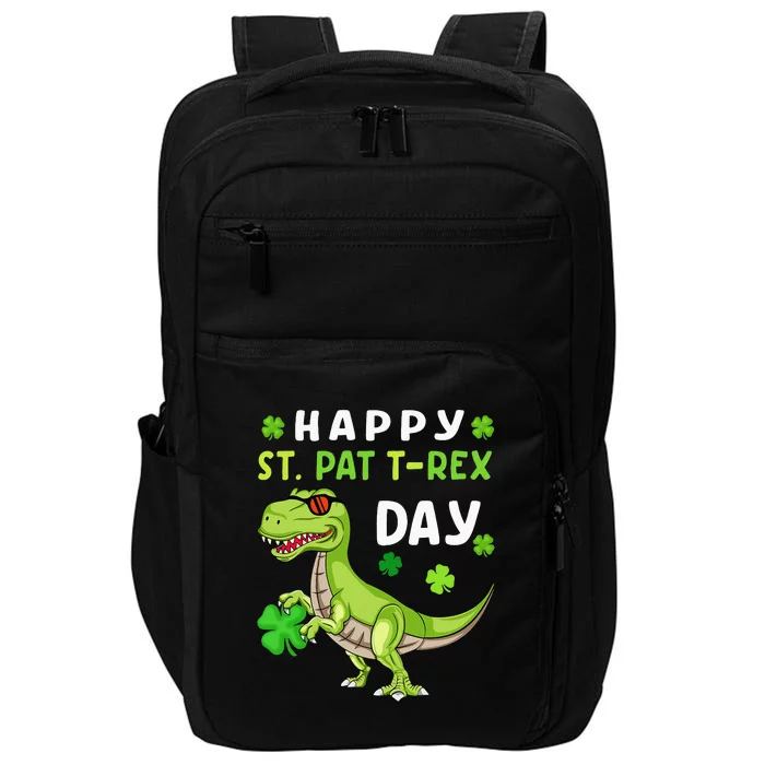 Happy St Patricks Day Dinosaur Trex Lucky Impact Tech Backpack