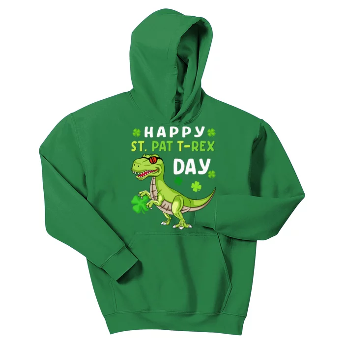 Happy St Patricks Day Dinosaur Trex Lucky Kids Hoodie