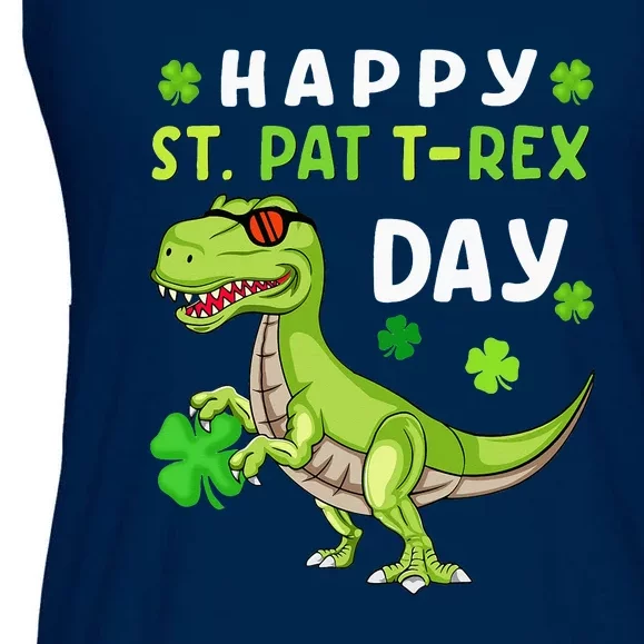 Happy St Patricks Day Dinosaur Trex Lucky Ladies Essential Flowy Tank