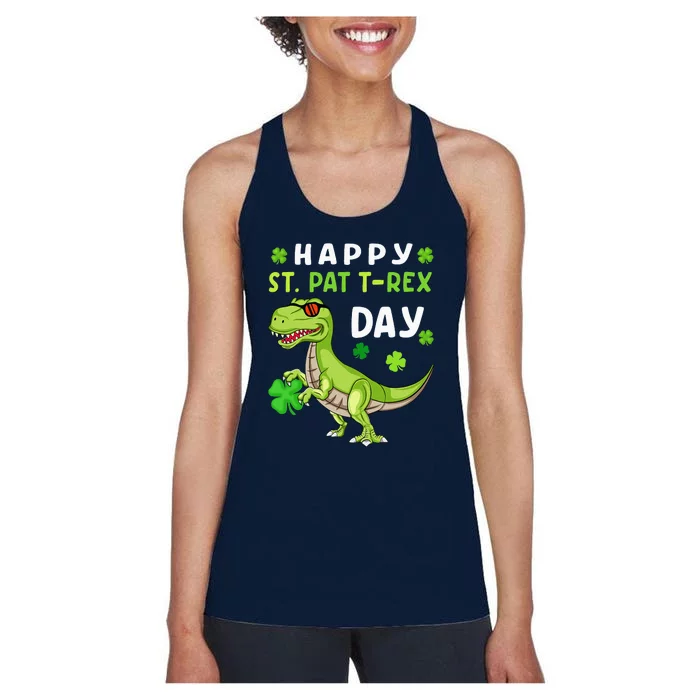 Happy St Patricks Day Dinosaur Trex Lucky Women's Racerback Tank