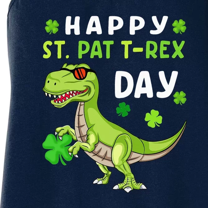 Happy St Patricks Day Dinosaur Trex Lucky Women's Racerback Tank