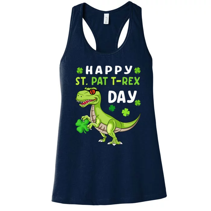 Happy St Patricks Day Dinosaur Trex Lucky Women's Racerback Tank