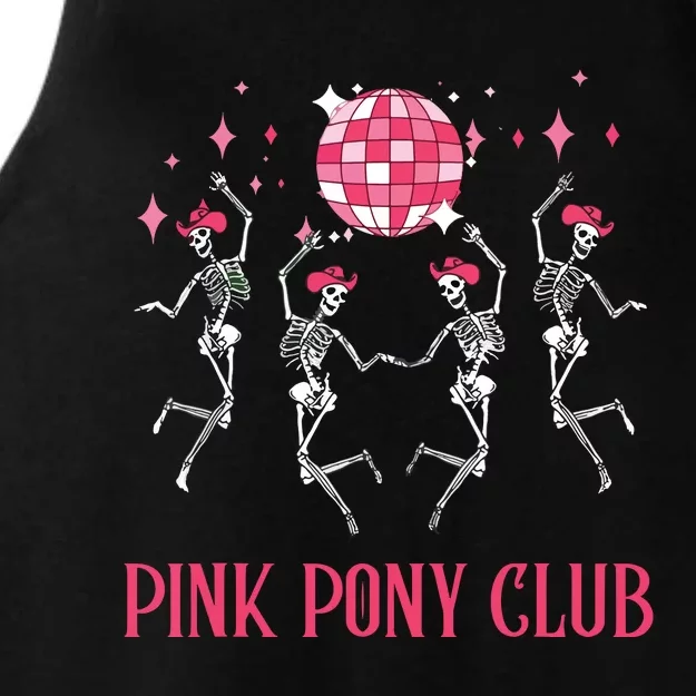 Halloween Skeleton Pony Club Cowgirl Western Birthday Ladies Tri-Blend Wicking Tank