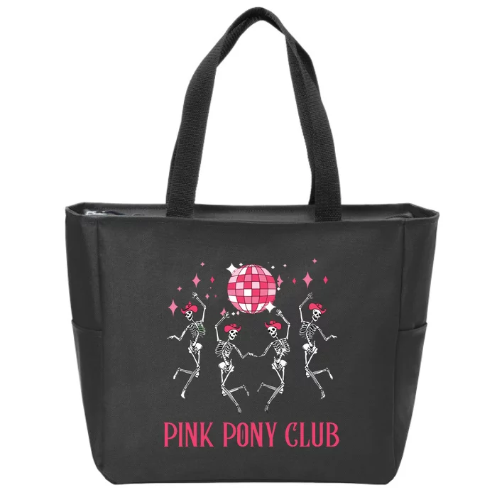 Halloween Skeleton Pony Club Cowgirl Western Birthday Zip Tote Bag