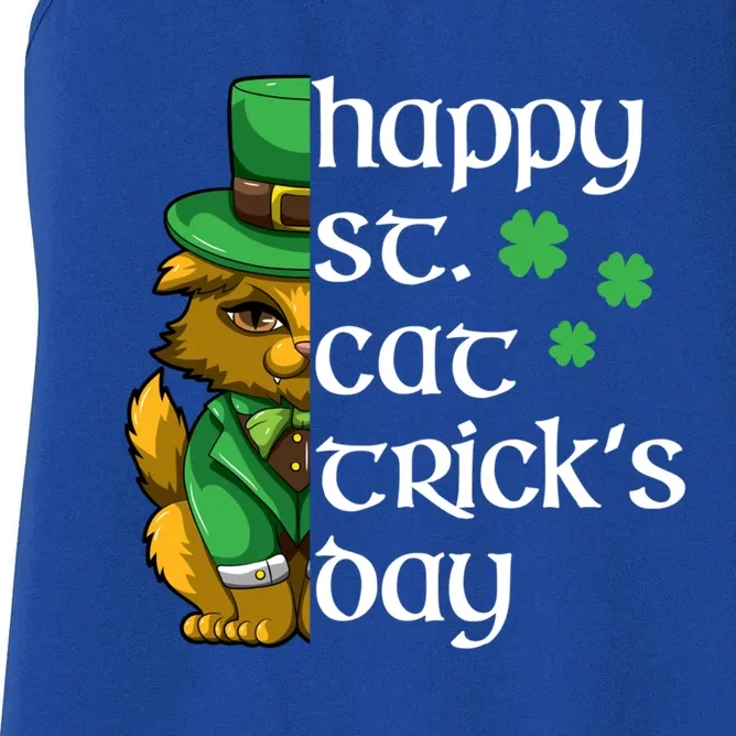 Happy St Patricks Day Cat Shamrock Kitten Gift Women's Racerback Tank