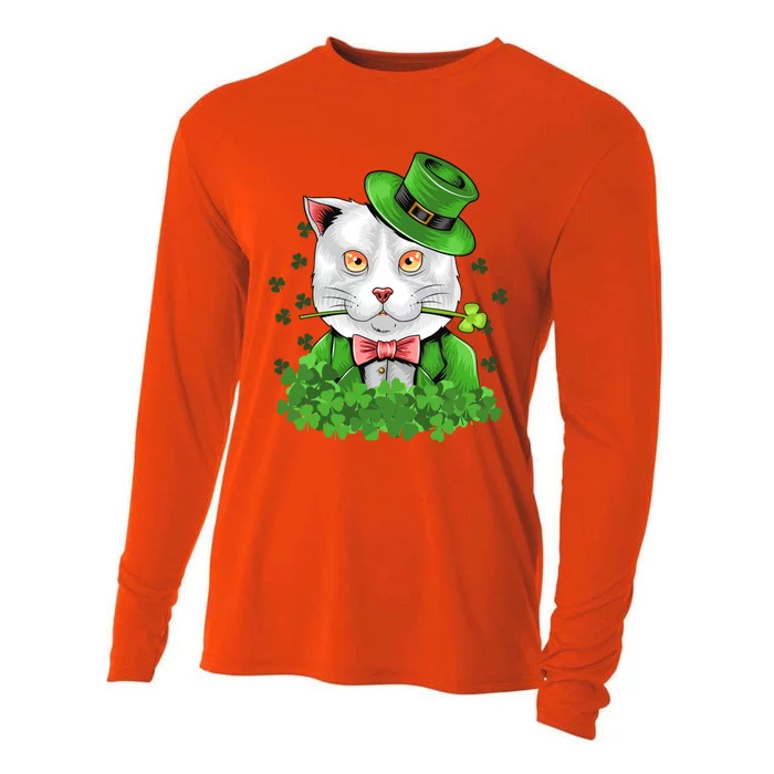 Happy St Patrick's Day St Patrick's Day Cat Luck Cute Gift Cooling Performance Long Sleeve Crew