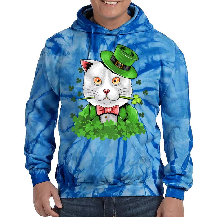 Happy St Patrick's Day St Patrick's Day Cat Luck Cute Gift Tie Dye Hoodie