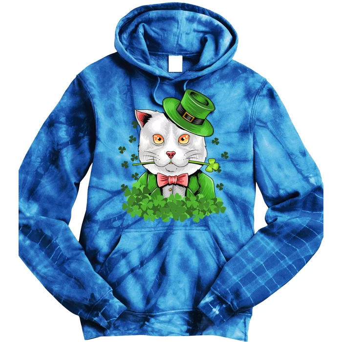 Happy St Patrick's Day St Patrick's Day Cat Luck Cute Gift Tie Dye Hoodie