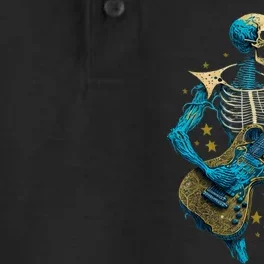 Halloween Skeleton Playing A Guitar Rock Halloween Dry Zone Grid Performance Polo