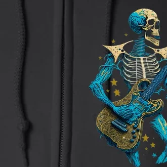 Halloween Skeleton Playing A Guitar Rock Halloween Full Zip Hoodie