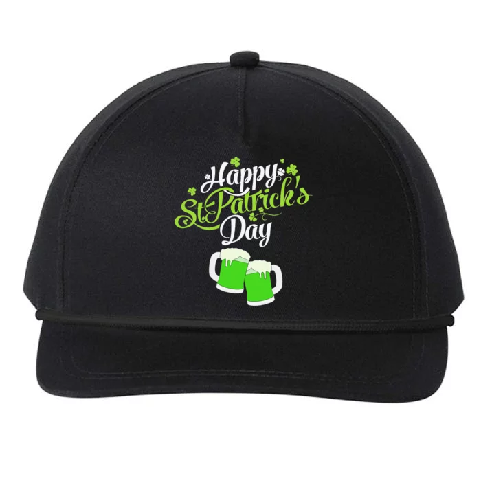 Happy St Patricks Day Green Beer Lucky Shamrock Snapback Five-Panel Rope Hat