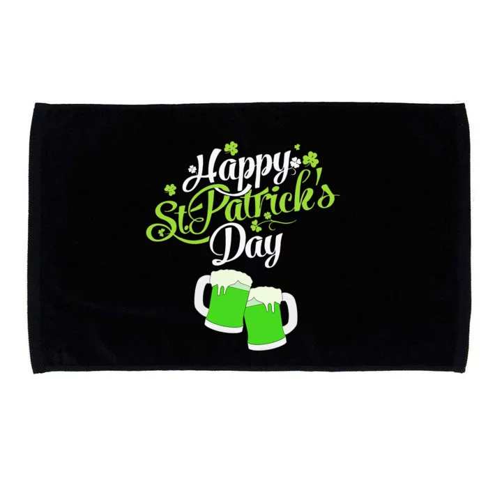 Happy St Patricks Day Green Beer Lucky Shamrock Microfiber Hand Towel