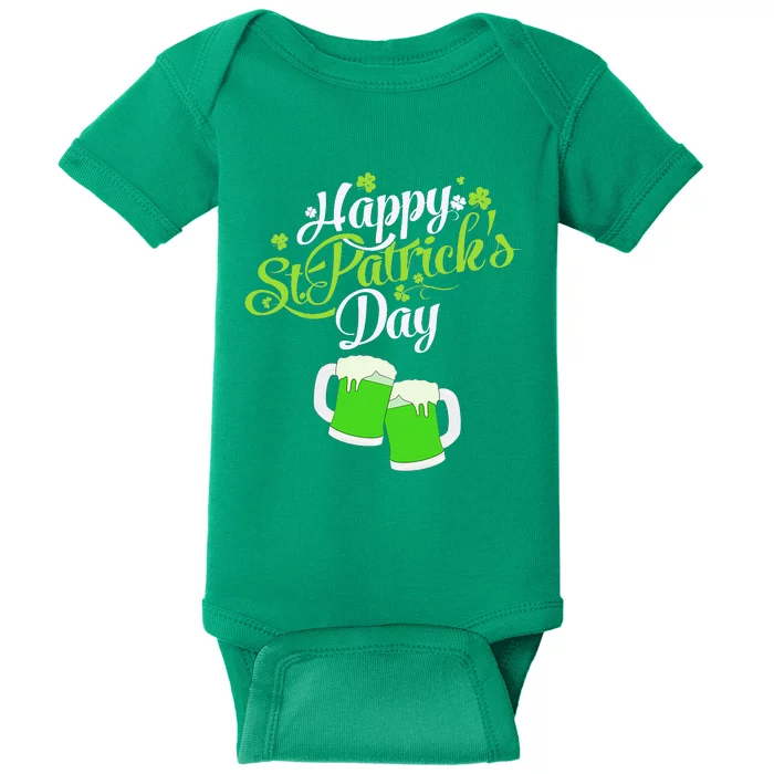 Happy St Patricks Day Green Beer Lucky Shamrock Baby Bodysuit