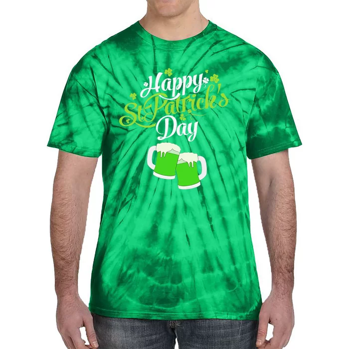 Happy St Patricks Day Green Beer Lucky Shamrock Tie-Dye T-Shirt