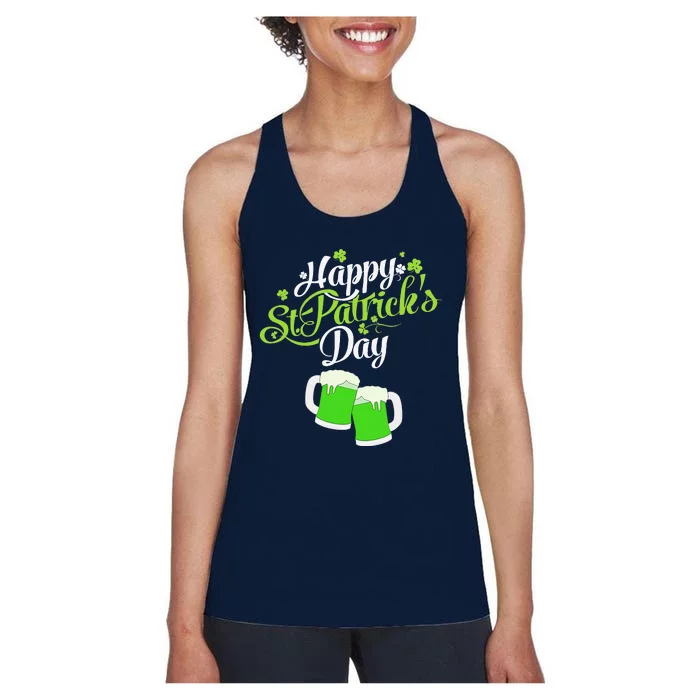 Happy St Patricks Day Green Beer Lucky Shamrock Women's Racerback Tank