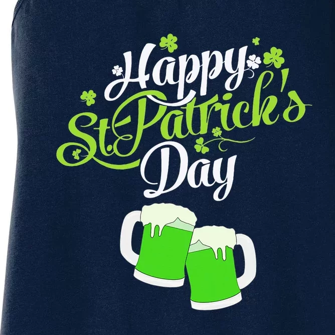 Happy St Patricks Day Green Beer Lucky Shamrock Women's Racerback Tank