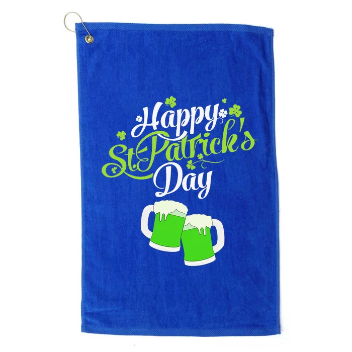 Happy St Patricks Day Green Beer Lucky Shamrock Platinum Collection Golf Towel