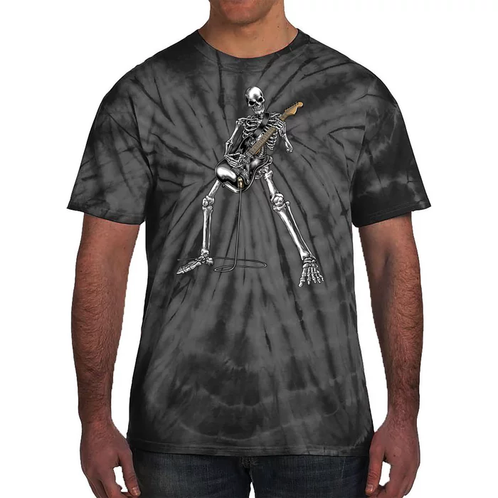 Halloween Skeleton Playing Guitar Rock And Roll Band Tees Tie-Dye T-Shirt