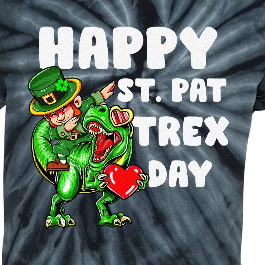 Happy St Pat Trex Day Dino Dinosaur Saint Patrick's Day Kids Tie-Dye T-Shirt