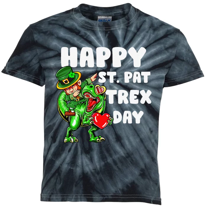 Happy St Pat Trex Day Dino Dinosaur Saint Patrick's Day Kids Tie-Dye T-Shirt