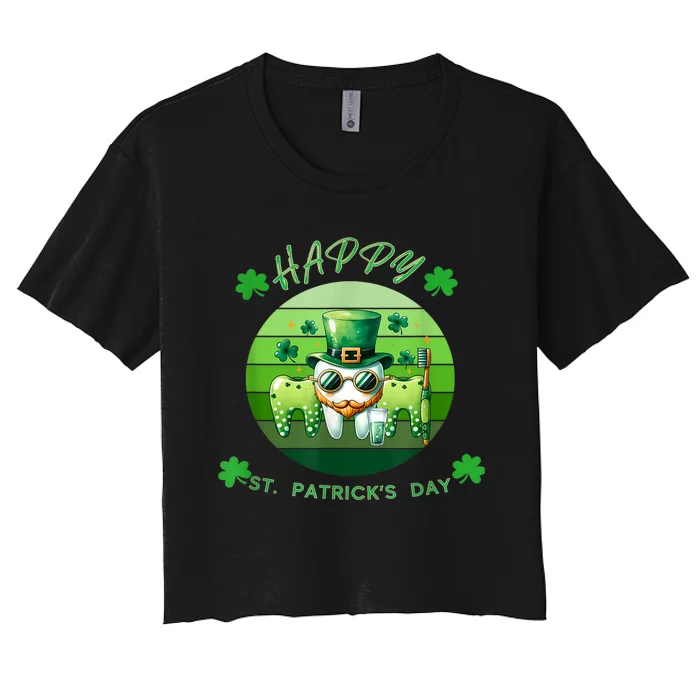 Happy St Patricks Day Dentist Dental Hygienist Design Women's Crop Top Tee