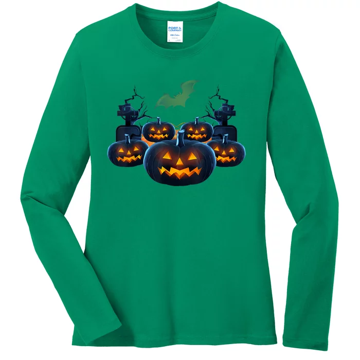 Halloween Scary Pumpkin Face Costume Ladies Long Sleeve Shirt