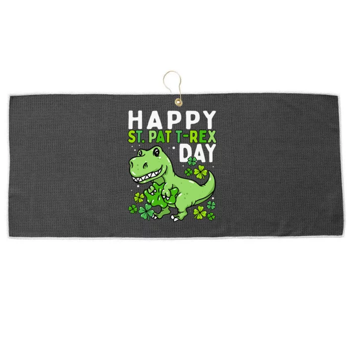 Happy St Pat Trex Day Dinosaur St Patrick's Day Large Microfiber Waffle Golf Towel